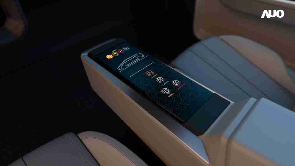 汇旺支付以人性化设计打造多变形态中控显示(Morphing Center Control)，，不使用时仅平面显示信息，，进行操作时，，，，显示器则会动态隆起，，，转变成3D实体按钮，，，并有触觉回馈，，展示人机互动新体验